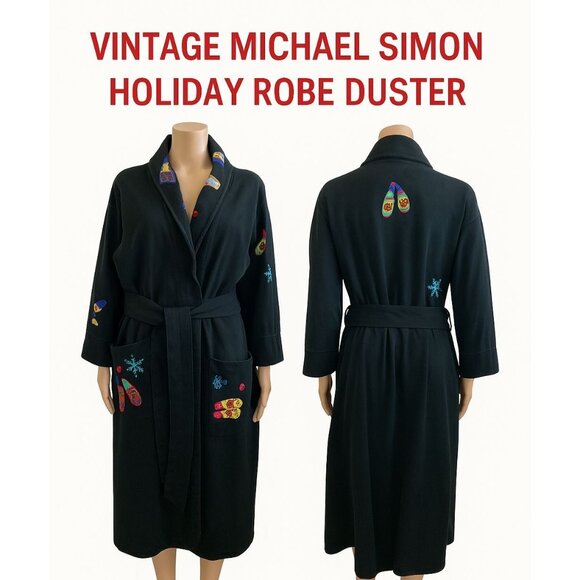 Vintage Michael Simon Lite Whimsical Christmas Holiday Robe Duster Size Small - Picture 1 of 12